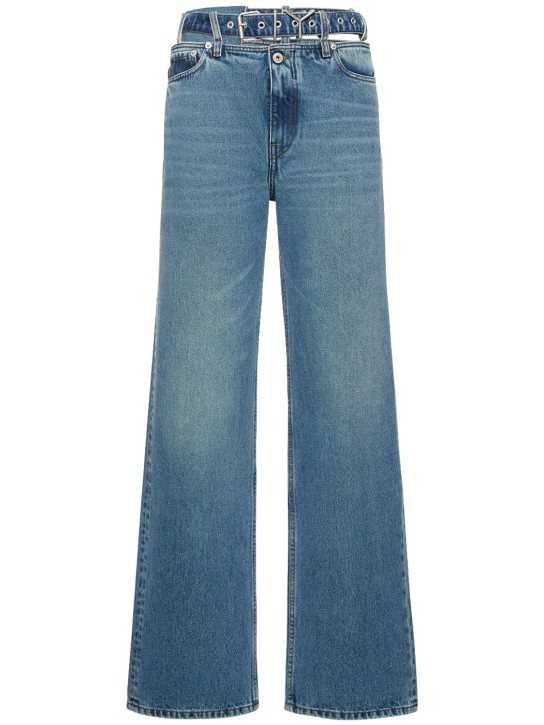 Y/PROJECT: Jeans larghi in denim / cintura con logo - Blu - women_0 | Luisa Via Roma