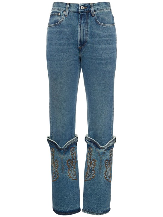 Y/PROJECT: Jeans cowboy dritti vita alta in denim - Blu - women_0 | Luisa Via Roma