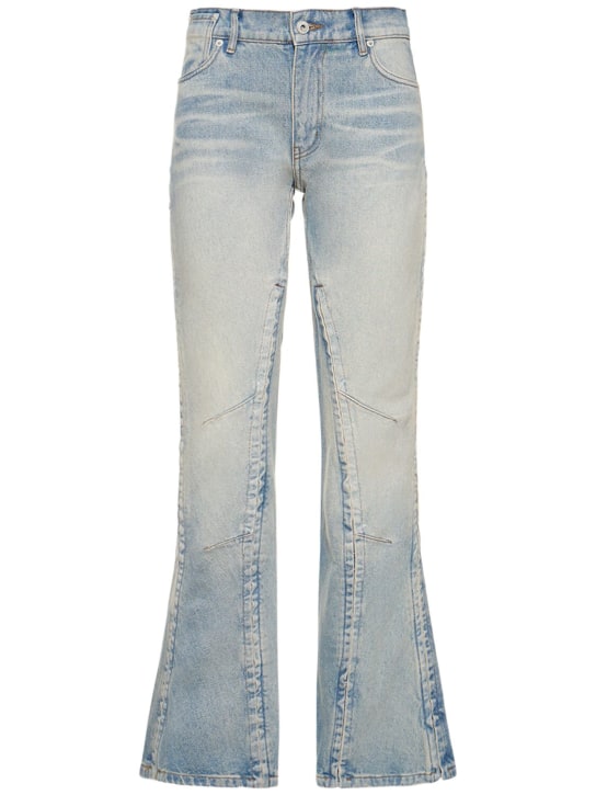 Y/PROJECT: Low rise flared denim jeans w/hooks - Light Blue - women_0 | Luisa Via Roma
