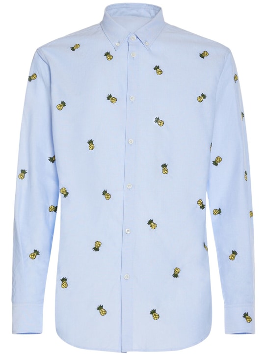 Dsquared2: Embroidered cotton relaxed shirt - Sky Blue - men_0 | Luisa Via Roma