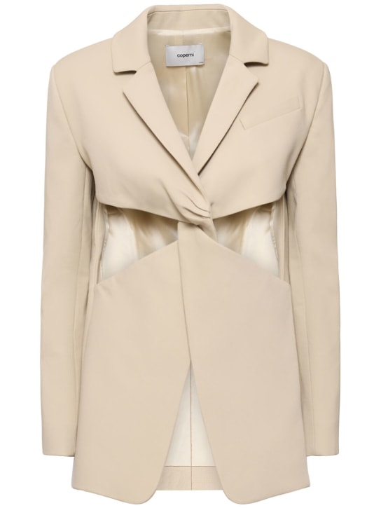 Coperni: Twisted cutout tailored jacket - Beige - women_0 | Luisa Via Roma