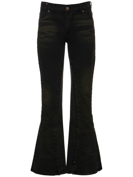 Y/PROJECT: Low rise flared denim jeans w/hooks - Black - women_0 | Luisa Via Roma