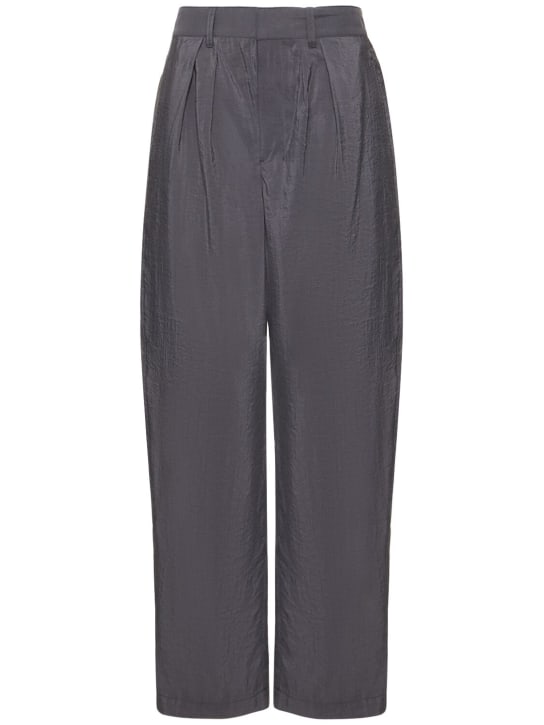 Lemaire: Pleated soft cotton wide pants - Grey - women_0 | Luisa Via Roma