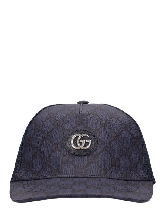 Gucci: GG cotton blend baseball cap - Blue/Black - men_0 | Luisa Via Roma