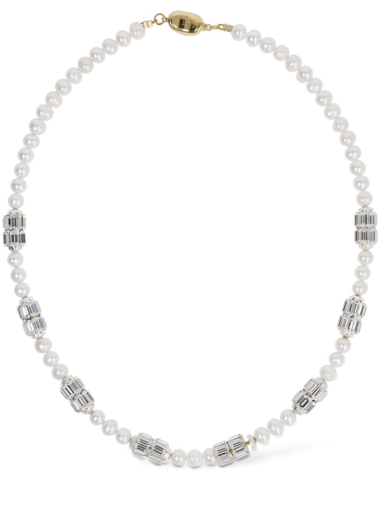 Timeless Pearly: Pearl & crystal collar necklace - Pearl/Crystal - women_0 | Luisa Via Roma