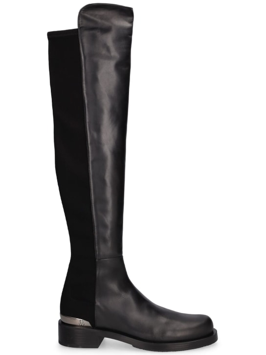 Stuart Weitzman: 40mm 5050 Bold Logo leather boots - Black - women_0 | Luisa Via Roma