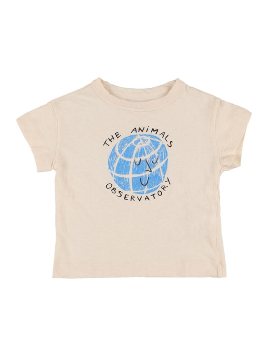 The Animals Observatory: LVR Exclusive - T-shirt en coton imprimé - Off-White - kids-girls_0 | Luisa Via Roma