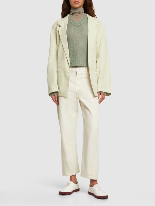 Lemaire: Cotton workwear blazer - Light Green - women_1 | Luisa Via Roma