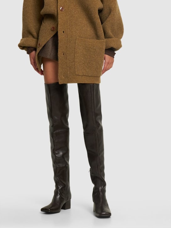 Lemaire: 55mm Leather over-the-knee boots - Brown - women_1 | Luisa Via Roma