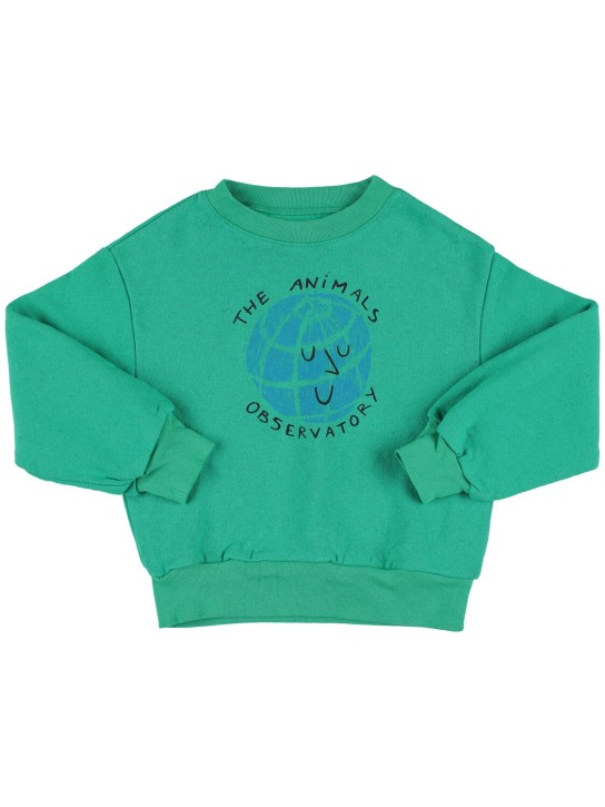 The Animals Observatory: LVR Exclusive - Sweat-shirt en coton imprimé - Vert - kids-boys_0 | Luisa Via Roma
