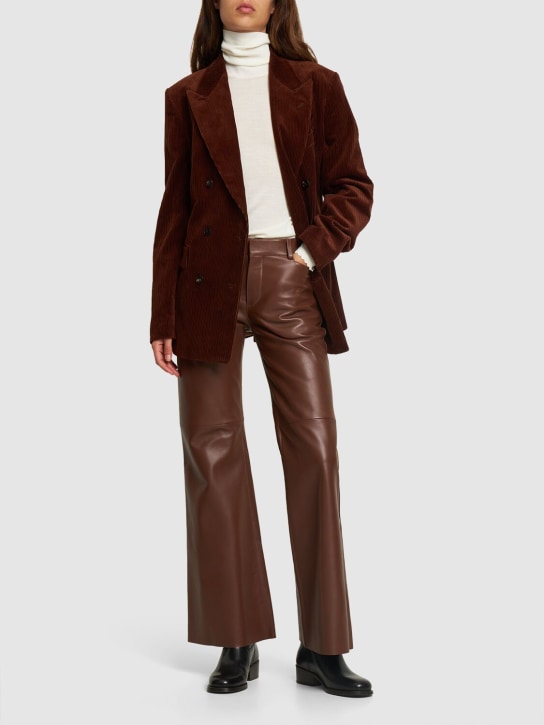 Chloé: Classic nappa leather flared pants - Brown - women_1 | Luisa Via Roma