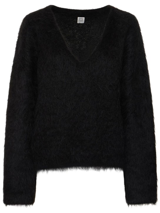 Toteme: Petite alpaca blend knit sweater - Black - women_0 | Luisa Via Roma