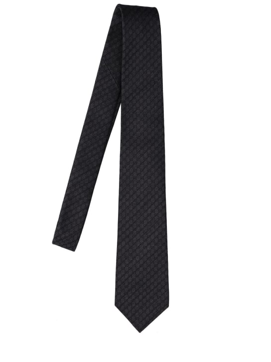 Gucci: 7cm Ginny silk & wool tie - Black - men_0 | Luisa Via Roma