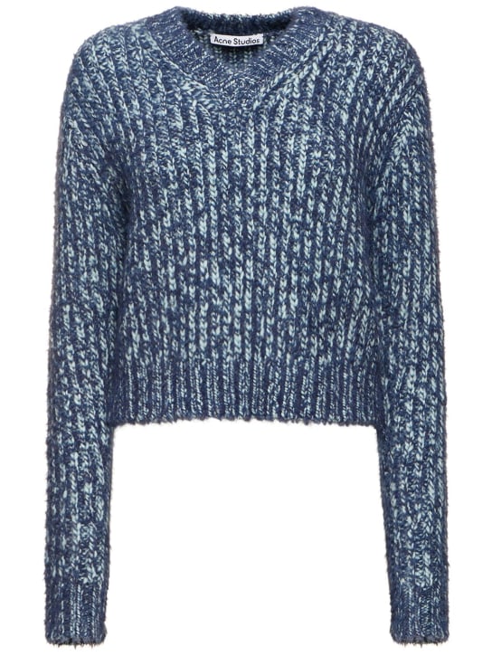 Acne Studios: Chunky mélange knit sweater - Blue - women_0 | Luisa Via Roma