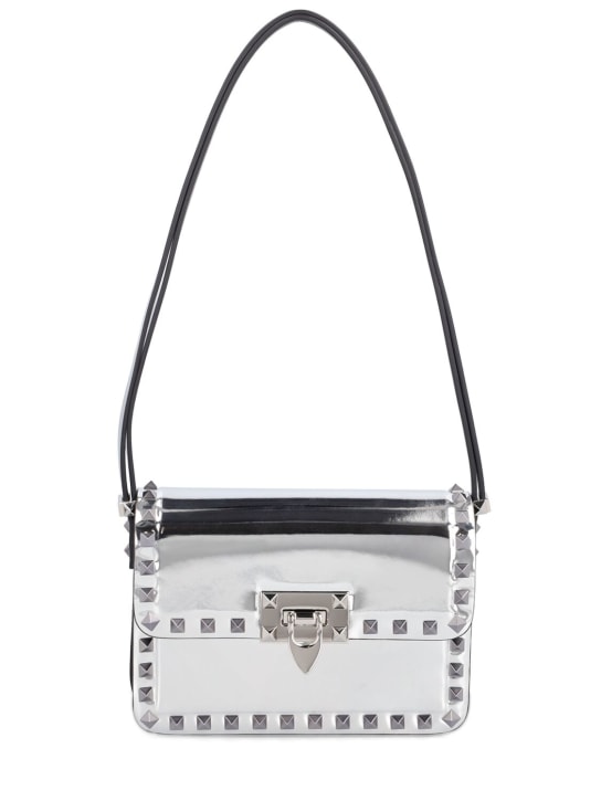Valentino Garavani: Small Rockstud mirror shoulder bag - Silver - women_0 | Luisa Via Roma