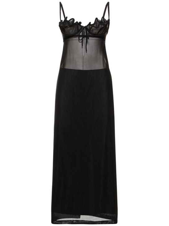 Y/PROJECT: Sleeveless mesh midi dress - Black - women_0 | Luisa Via Roma