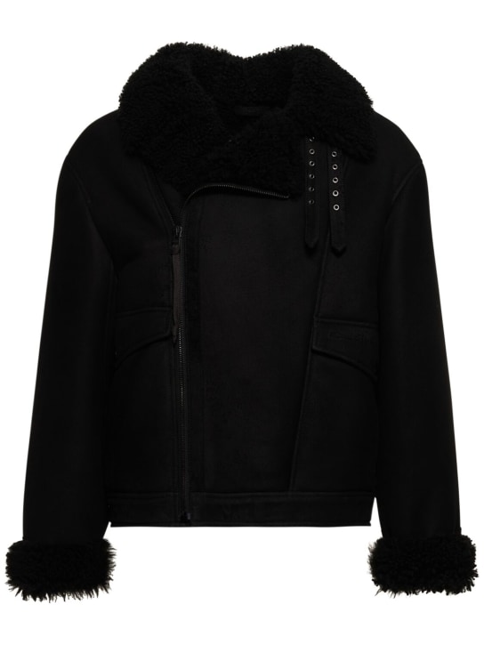 Acne Studios: Liana distressed shearling jacket - Black - men_0 | Luisa Via Roma