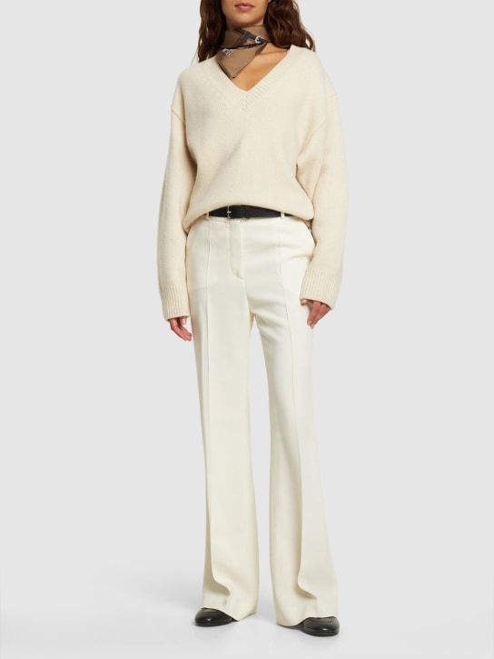 Toteme: V-neck wool & cashmere sweater - White - women_1 | Luisa Via Roma