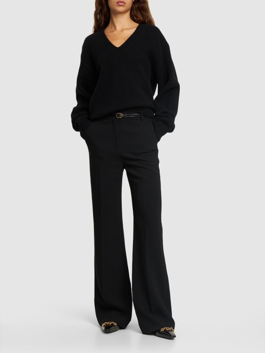 Toteme: 粘胶纤维混纺喇叭裤 - 黑色 - women_1 | Luisa Via Roma