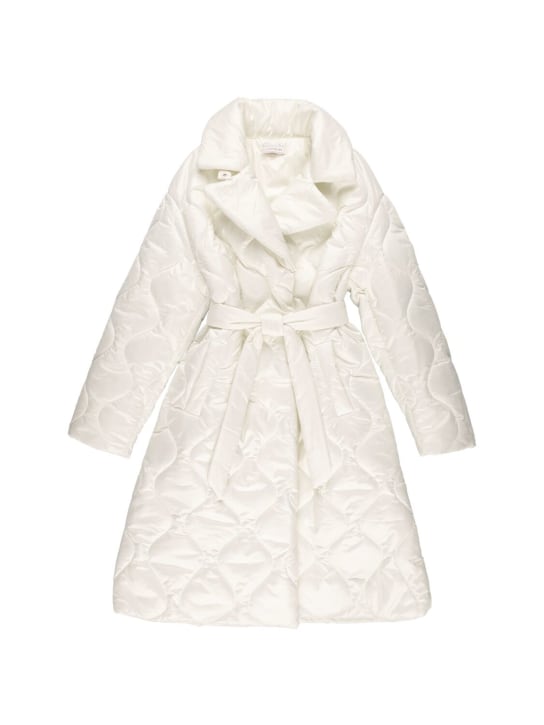 Monnalisa: Manteau en nylon matelassé avec ceinture - Blanc - kids-girls_0 | Luisa Via Roma