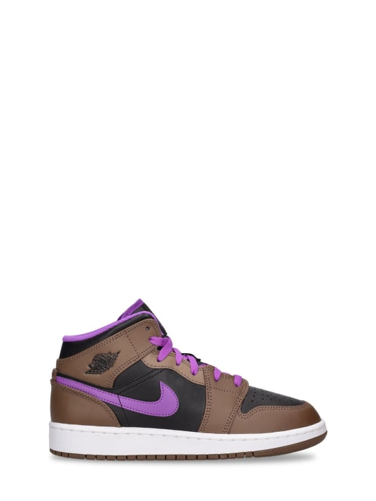 Nike: Sneakers Air Jordan 1 Mid - Café/Púrpura - kids-boys_0 | Luisa Via Roma