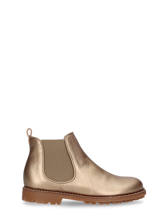 Bonpoint: Mathis leather boots - Gold - kids-girls_0 | Luisa Via Roma
