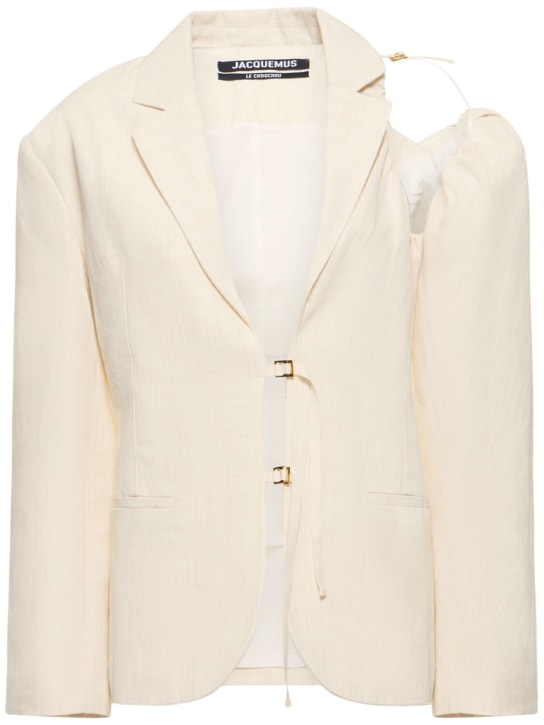 Jacquemus: La Veste Galliga linen cutout jacket - White - women_0 | Luisa Via Roma
