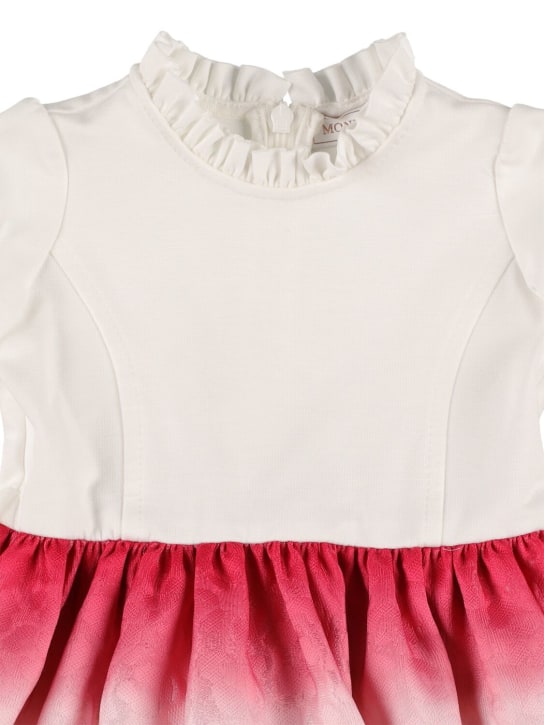 Monnalisa: Vestido de brocado con estampado floral y cinturón - Blanco/Rojo - kids-girls_1 | Luisa Via Roma