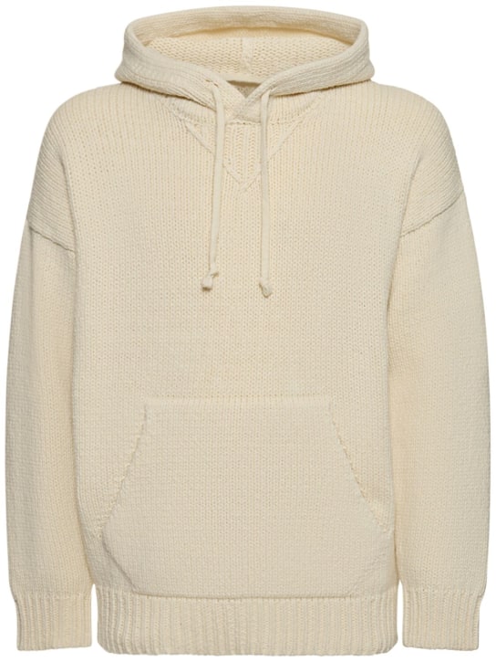 Ten C: Hooded wool blend knit sweater - White - men_0 | Luisa Via Roma