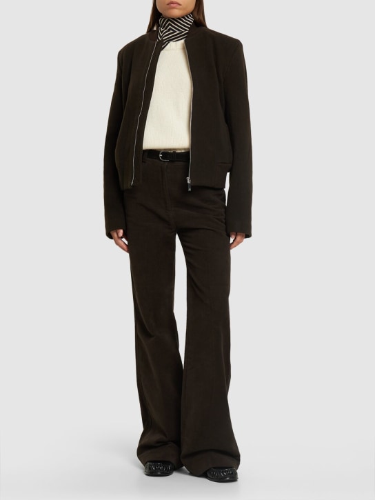 Toteme: Tailored wool blend flight jacket - Brown - women_1 | Luisa Via Roma