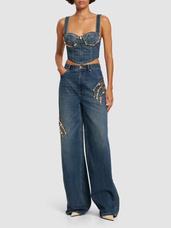 Area: Embellished claw cutout relaxed jeans - Blue - women_1 | Luisa Via Roma