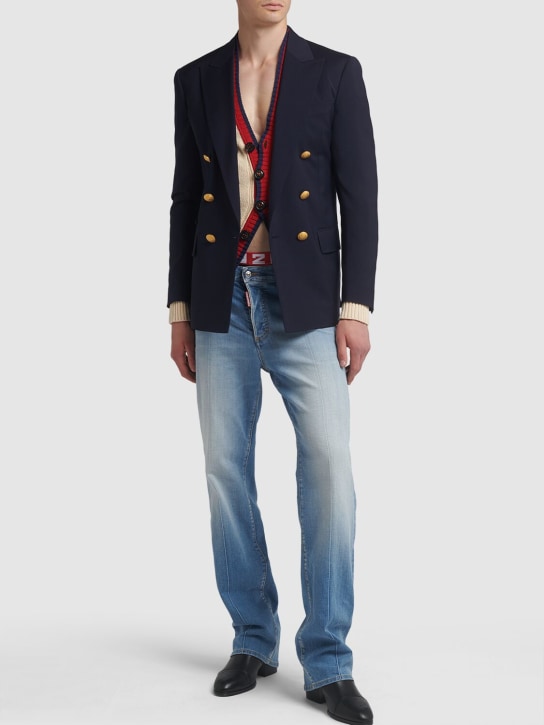 Dsquared2: Double breasted wool blazer - Navy - men_1 | Luisa Via Roma