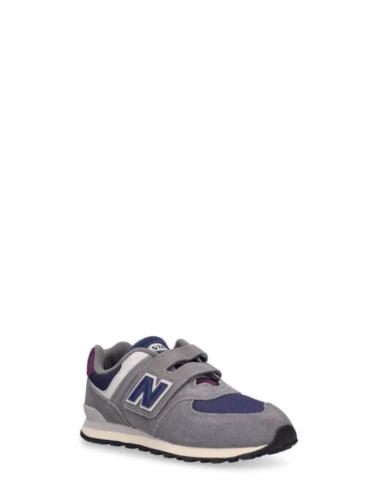 New Balance: Sneakers 574 in pelle - Grigio - kids-girls_1 | Luisa Via Roma