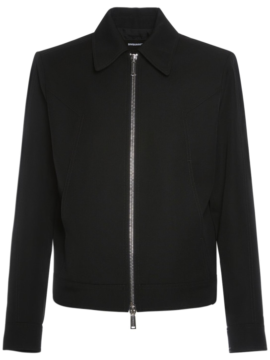 Dsquared2: Wool blend zipped jacket - Black - men_0 | Luisa Via Roma