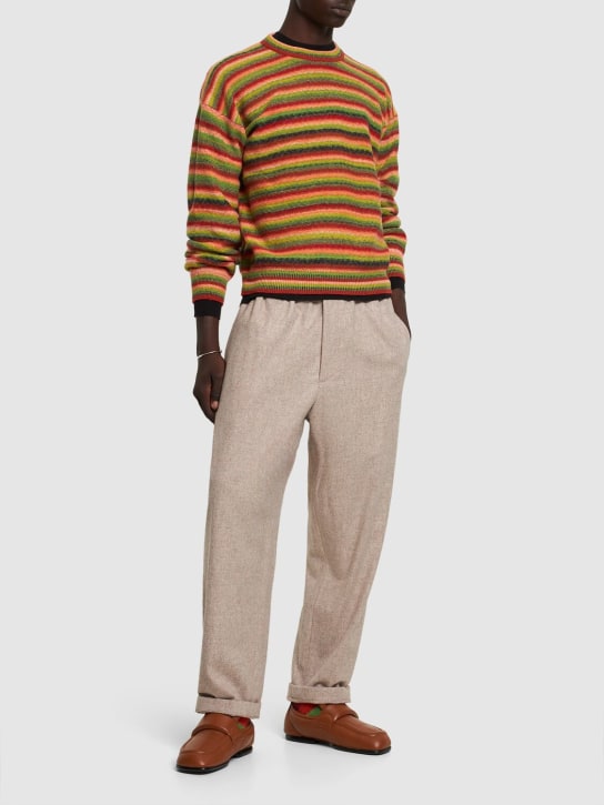 Zegna X The Elder Statesman: Striped cashmere & wool crewneck sweater - Green/Red - men_1 | Luisa Via Roma