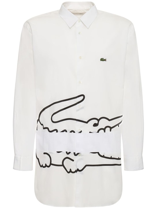 Comme des Garçons Shirt: Lacoste 프린트 코튼 포플린 셔츠 - 화이트 - men_0 | Luisa Via Roma