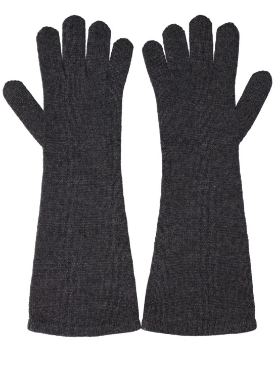 Max Mara: Jock cashmere gloves - Grigio Scuro - women_0 | Luisa Via Roma