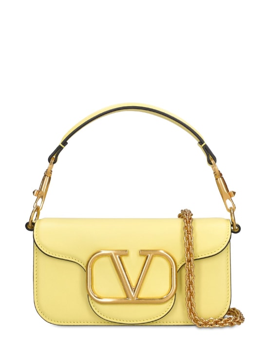 Valentino Garavani: Small Locò leather top handle bag - Light Yellow - women_0 | Luisa Via Roma