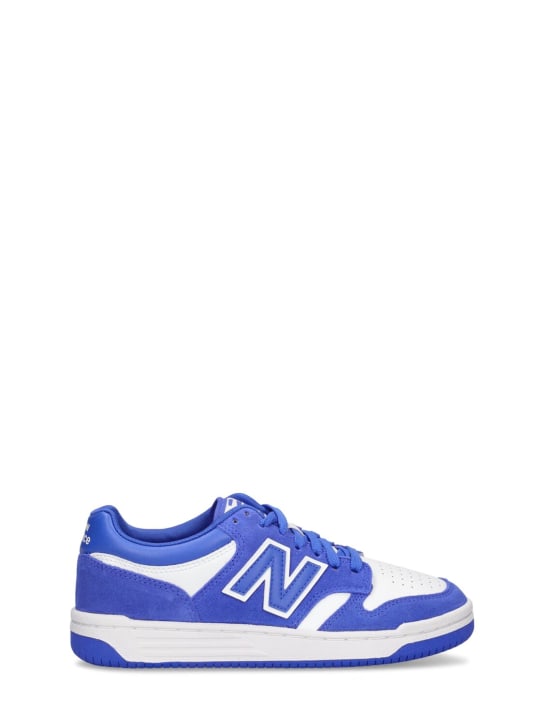 New Balance: 480 Leather sneakers - White/Blue - kids-boys_0 | Luisa Via Roma