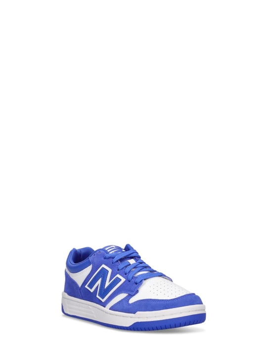 New Balance: 480 Leather sneakers - White/Blue - kids-boys_1 | Luisa Via Roma