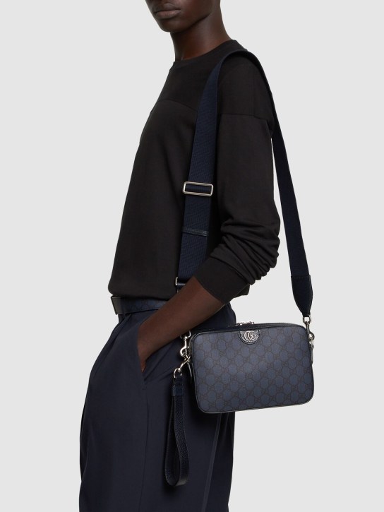 Gucci: Ophidia GG supreme crossbody bag - Blue/Black - men_1 | Luisa Via Roma