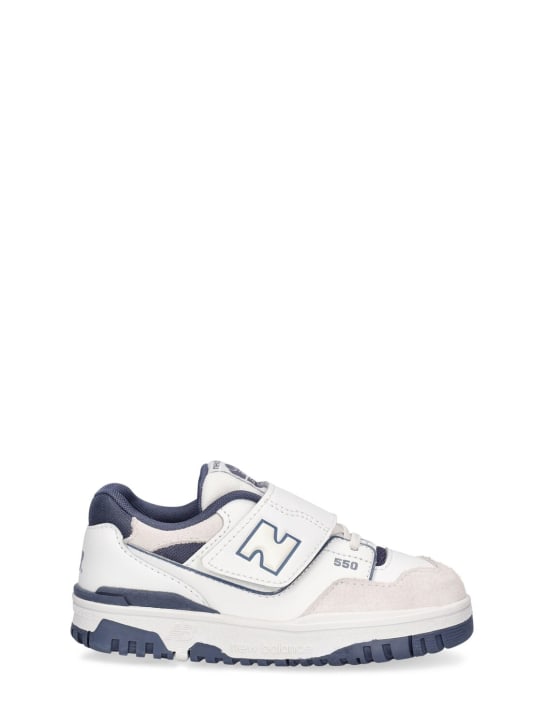 New Balance: 550 Sneakers - White/Blue - kids-girls_0 | Luisa Via Roma