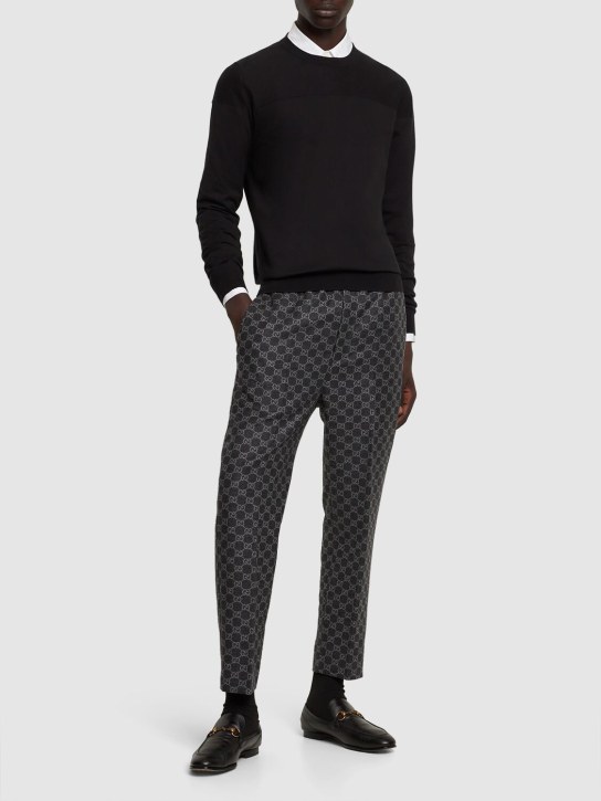Gucci: GG soft brushed wool flannel pants - Dark Grey - men_1 | Luisa Via Roma