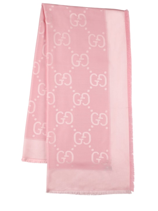 Gucci: GG jacquard silk & wool shawl - Pink - women_0 | Luisa Via Roma