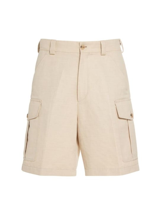 Loro Piana: Bizen cotton & linen bermuda shorts - Beige - men_0 | Luisa Via Roma