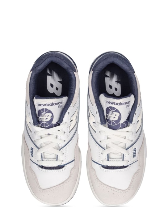 New Balance: 550 Faux leather sneakers - White/Blue - kids-boys_1 | Luisa Via Roma