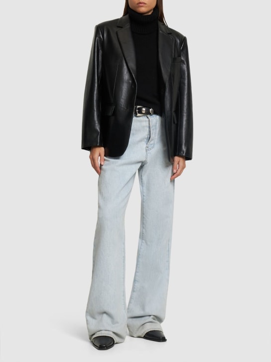 ANINE BING: Classic faux leather blazer - Black - women_1 | Luisa Via Roma