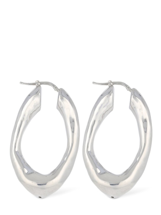 Jil Sander: BW5 2 medium hoop earrings - Silver - women_0 | Luisa Via Roma