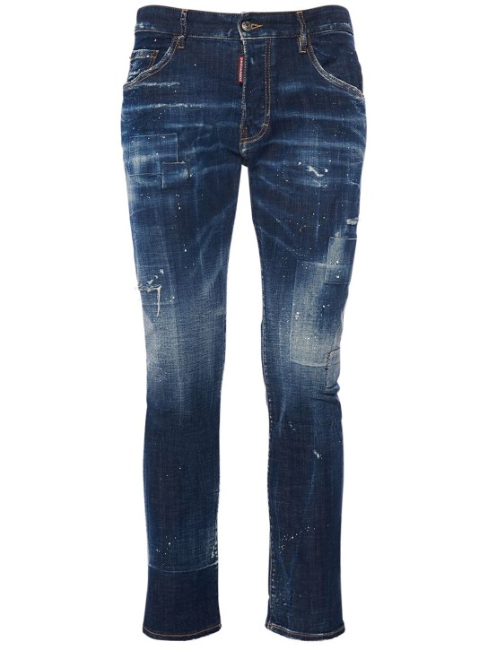 Dsquared2: Skater fit cotton denim jeans - Navy - men_0 | Luisa Via Roma