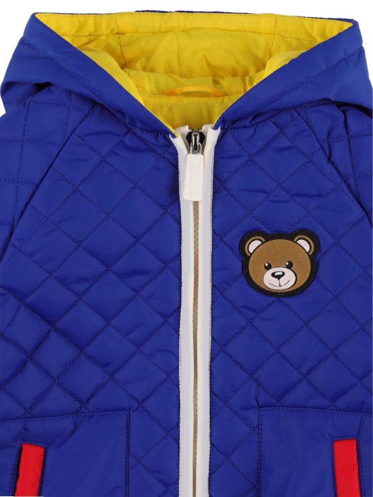 Moschino: Quilted nylon zip jacket - Blue - kids-boys_1 | Luisa Via Roma